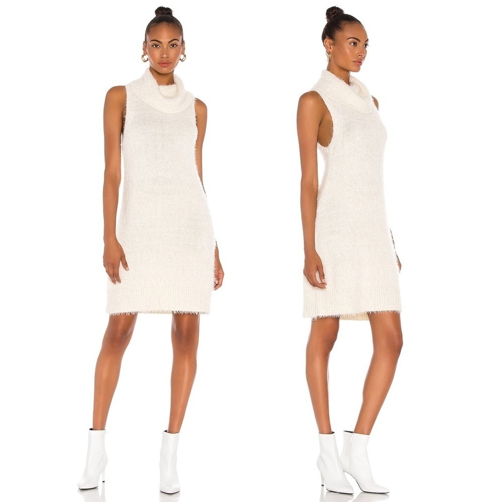 SHOW ME YOUR MUMU | Bohemian Fauna Dress Fuzzy in Cream Knit | Size Extra Small